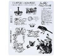 Tim Holtz 7 x 8.5-inch Cling Rubber Stamp Set Shabby French, Red