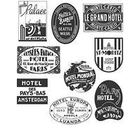 Tim Holtz 7 x 8.5-inch Cling Rubber Stamp Set Travel Labels