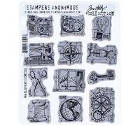 Tim Holtz Cling Mounted Stamp Sets Stampers Anonymous Mini Blueprints 3 Rubber Stamp, Blue
