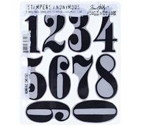 Tim Holtz Cling Mounted Stamp Sets Stampers Anonymous Numeric Rubber Stamp, Red, 7x8.5 inch
