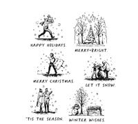 Tim Holtz Cling Stamps 7"X8.5"-Holiday Sketchbook