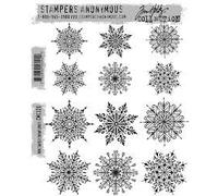 Tim Holtz Cling Stamps 7"X8.5"-Mini Swirley Snowflakes