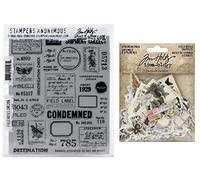 Tim Holtz Field Notes Cling Stamp Set and Tim Holtz idea-Ology Field Notes Snippets 134 Piece Ephemera Set