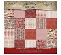 Tim Holtz Idea-Ology 12 x 12-inch 12 Sheets Square Decorative Paper Double Sided Red Palette Collection