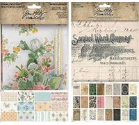 Tim Holtz Idea-Ology 2021 Worn Wallpaper Scraps & Backdrops Cardstock Volume #1-2 Item Bundle