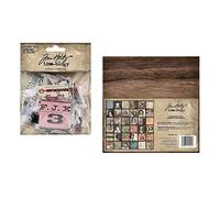 Tim Holtz Idea-Ology 2022 Vignette Display Panel and Package of 72 Vintage and Photo Collage Tiles, 2 Item Bundle
