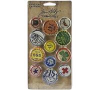 Tim Holtz Idea-Ology ADTH94027 Vintage Flair Styled Button, 12 Pieces