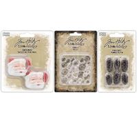 Tim Holtz Idea-ology Christmas Decorative Embellishments Miniature Santa Mugs, Bubbles & Pinecones - 3 Item Bundle
