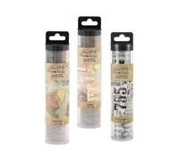 Tim Holtz Idea-Ology Collage Paper Rolls - Document, Travel and Typeset - Bundle of Three Rolls