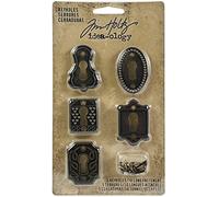 Tim Holtz Idea-Ology Keyholes with Brads 0.75 x 1-inch to 1 x 1.5-inch, Pack of 5 Antique Nickel/Brass and Copper