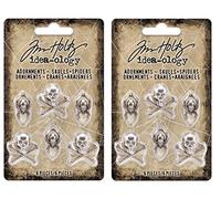 Tim Holtz Idea-Ology Metal Skulls & Spiders Adornments - Halloween Gothic Pirate - Two Package Bundle