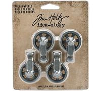 Tim Holtz Mini Pulley Wheels, Metal, Grey, 11 x 9.4 x 1.8 cm