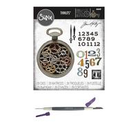 Tim Holtz Sizzix Thinlits Vault Watch Gears, 29 Dies, Carnora Two-Ended Die Release Gadget, 2 Item Bundle