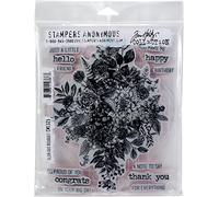 Tim Holtz - Stampers Anon Cling RBBR Stamp Set, Glorious Bouquet W/Grid Block, One Size