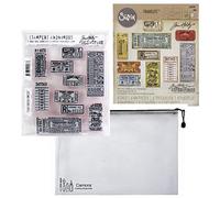 Tim Holtz Stampers Anonymous and Sizzix Ticket Booth Cling Stamp and Coordinating Sizzix Framelits Die Set Plus Carnora Storage Mesh Bag, 3 Item Bundle (CMS337, 662698)