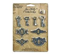 Tim Holtz TH92822 idea-ology Locket Keys Embellishments, Pack of 8, Copper