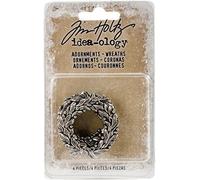 Tim Holtz Wreaths Adornments, Metal, Grey, 10.9 x 6.8 x 0.9 cm
