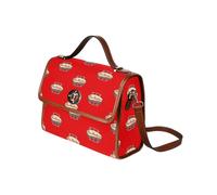 (Tim Hortons Canadian Coffee Chain design_11827) Canvas Crossbody Handbag with Lock Top All Over Print Retro Messenger Bag for Women, Girl Brown Trim & Adjustable Shoulder Strap Waterproof 10.8"L