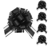 Tim&Lin 5 PCS Pull Bows 7 inches (17.7 cm) Large Gift Bows Black Gift Wrap Bows Party Gift Ribbon Bows for Gift Baskets Wrapping Boxes or Flower Decorations