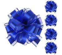 Tim&Lin 5 PCS Pull Bows 7 inches (17.7 cm) Large Gift Bows Blue Gift Wrap Bows Party Gift Ribbon Bows for Gift Baskets Wrapping Boxes or Flower Decorations