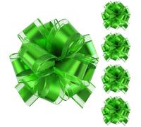 Tim&Lin 5 PCS Pull Bows 7 inches (17.7 cm) Large Gift Bows Green Gift Wrap Bows Party Gift Ribbon Bows for Gift Baskets Wrapping Boxes or Flower Decorations
