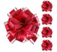Tim&Lin 5 PCS Pull Bows 7 inches (17.7 cm) Large Gift Bows Red Gift Wrap Bows Party Gift Ribbon Bows for Gift Baskets Wrapping Boxes or Flower Decorations