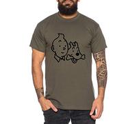 Tim Men's T-Shirt Cool Struppi Fun Shirt, Größe2:Medium, Farbe2:Khaki