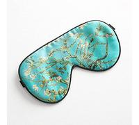 Tim & Tina Silk Sleep Mask for Women Men Comfortable Blindfold Eye Mask with Adjustable Strap for Travel Yoga Nap Shift Work (Green Flower)