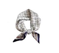 Tim & Tina Square 100% Mulberry Silk 21'' x 21'' Hair Scarf Head Sleeping Wrap Satin Head Scarf for Women, S21 Square and Circle White, Square