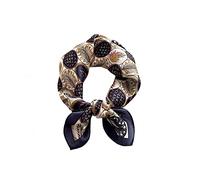 Tim & Tina Square 100% Mulberry Silk 21'' x 21'' Hair Scarf Head Sleeping Wrap Satin Head Scarf for Women, S19 Creamy White and Blue Circle, Square