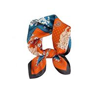 Tim & Tina Square 100% Mulberry Silk Hair Scarf Head Sleeping Wrap Satin Head Scarf for Women, S22 Blue and Orange