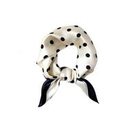 Tim & Tina Square 100% Mulberry Silk Hair Scarves Head Sleeping Wrap Satin Head Scarf for Women, S32 Black Dots (White), Square