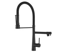 TIMACO Large Kitchen Tap with Spiral Spring, 22.36 Inches, 360° Swivel Sink Taps with Two Spouts, Kitchen Tap & Handheld Nozzles, High Pressure, Black
