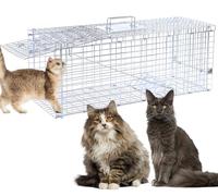 Timaze 32" Folding Live Animal Trap | Foldable humane animal trap,suitable for stray cats,raccoons,squirrels and rabbits weighing up to 16.5 pounds