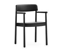 Timb Dining Chair w. Armrests Leather Upholstered Black