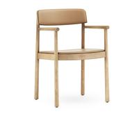 Timb Dining Chair w. Armrests Leather Upholstered Tan/Camel