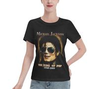 Timbaillery Michael King Jackson Tshirts Tops for Women Classcal Pop Icon T-Shirt Shorts Sleeves Print Graphic t-Shirts for Fans Gift Medium