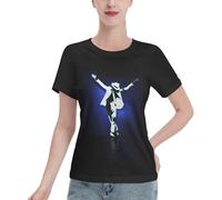 Timbaillery Michael King Jackson Tshirts Tops for Women Classcal Pop Icon T-Shirt Shorts Sleeves Print Graphic t-Shirts for Fans Gift Large