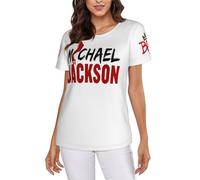 Timbaillery Michael King Jackson Tshirts Tops for Women Classcal Pop Icon T-Shirt Shorts Sleeves Print Graphic Hip Hop t-Shirts for Fans Gift Small