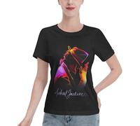 Timbaillery Michael King Jackson Tshirts Tops for Women Classcal Pop Icon T-Shirt Shorts Sleeves Print Graphic t-Shirts for Fans Gift Medium