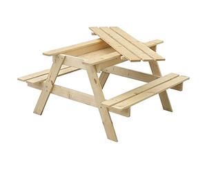 TIMBELA Kids Table - Sand, Wooden Table with Seats and Sandbox for Children M010-1 - H1'8 x 2‘11 x 2‘11 ft