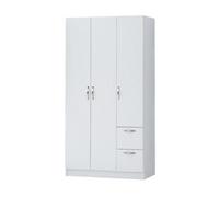 Essentials 3-Door Double Wardrobe in White Spacious Bedroom Storage