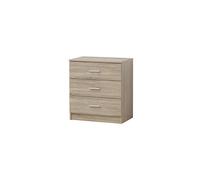 Timber Art Design 3 Drawer Bedroom Chest of Drawers with Metal Handles & Runners Matte Finish Storage Organiser Unit for Bedroom Hallway Living Room
