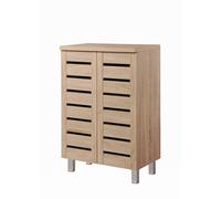 Timber Art Design 4 Tier Shoe Storage Cabinet 2 Door Cupboard Stand Rack Unit in Light Oak Timber Art Design Light Oak