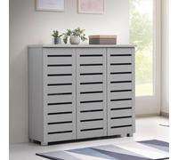 Timber Art Design 5 Tier Shoe Storage Cabinet 3 Door Cupboard Stand Rack Unit in Light Grey Timber Art Design Light Grey