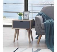 Timber Art Design Alford Bedside Lamp Side Table 1 Drawer Scandinavian Sonoma Oak & Grey in Light Oak Timber Art Design Light Oak
