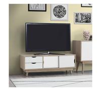 Timber Art Design Alford Scandinavian Tv Unit Stand 120Cm Media Cabinet + Drawers Oak White