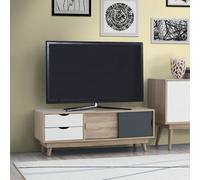 Timber Art Design Alford Scandinavian Tv Unit Stand 120Cm Media Cabinet + Drawers Oak Grey