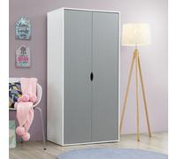 Timber Art Design Alton 2 Door Double Wardrobe White & Grey Bedroom Furniture Cupboard