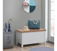 Timber Art Design Astbury Ottoman Blanket Box Chest Bench Seat Storage Cabinet White And Oak